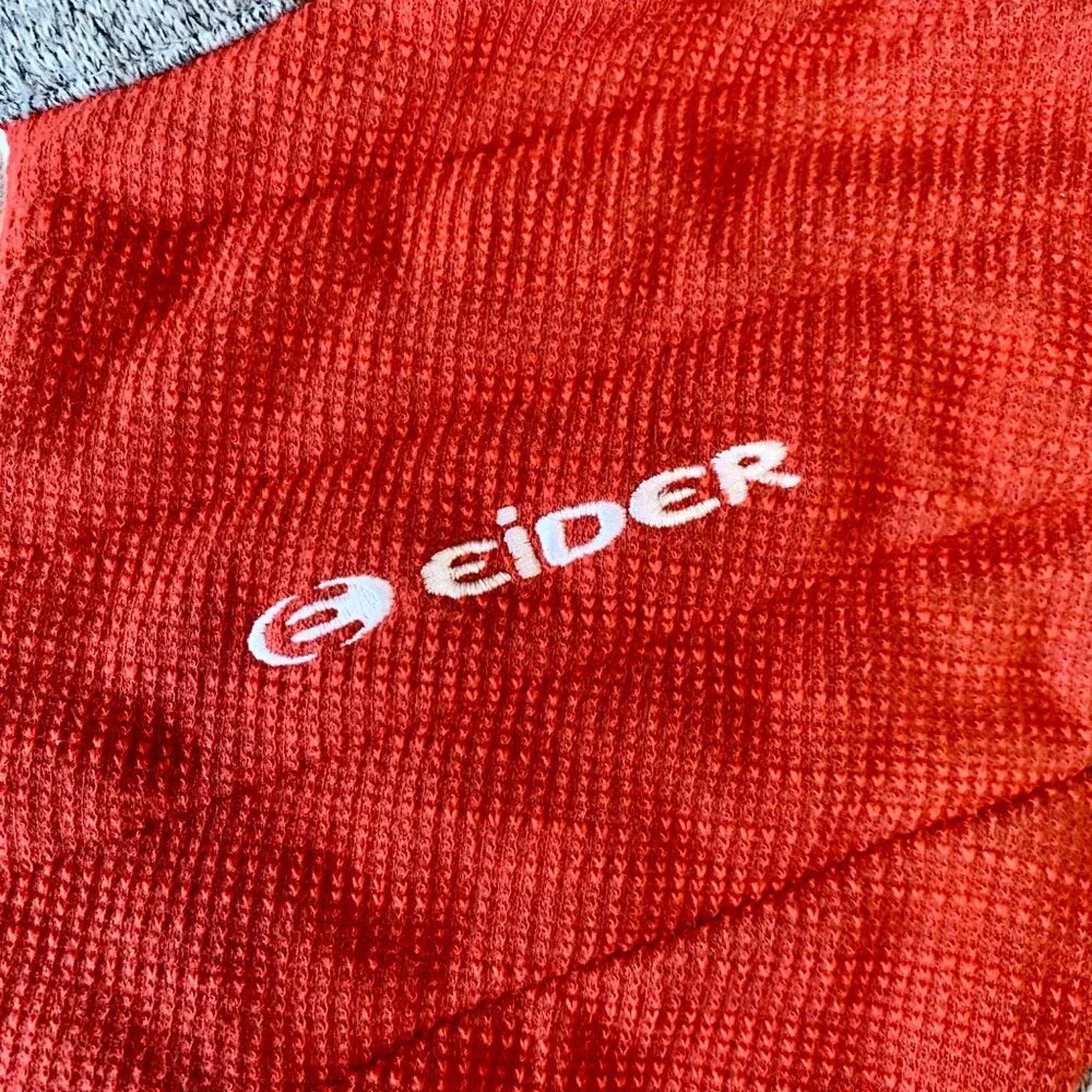 EIDER Fleece Pullover Top Womens Small S Red Gray 1/4 Zip Winter Better Sweater - Picture 4 of 8